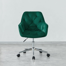 Heston Mid-Back Upholstered Velvet Swivel Desk Chair With Armrest