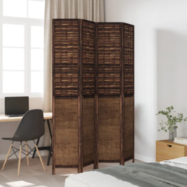 17 Stories Room Divider 4 Panels Dark Brown Solid Wood Paulownia