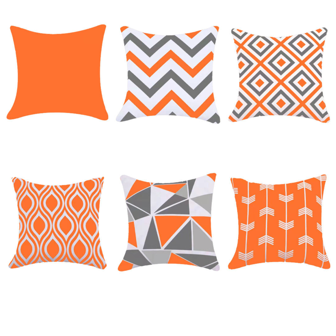Millry Indoor / Outdoor Geometric Orange Square Throw Cushion Cover