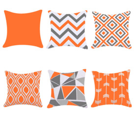 Millry Indoor / Outdoor Geometric Orange Square Throw Cushion Cover