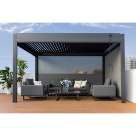 3×3 Aluminum Pergola with Lights and 3 Side Curtains