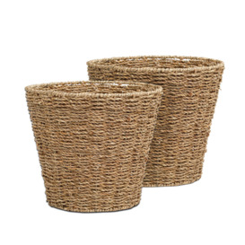 MantraRaj Seagrass Round Waste Paper Bin Basket Storage Ideal For Home, Office