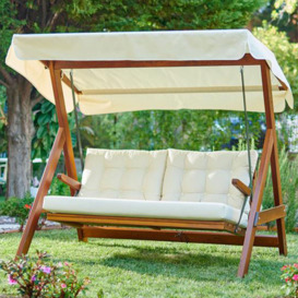 Camylle Solid Wood Porch Swing with Canopy