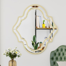 Novelty Framed Wall Mounted Accent Mirror in Gold