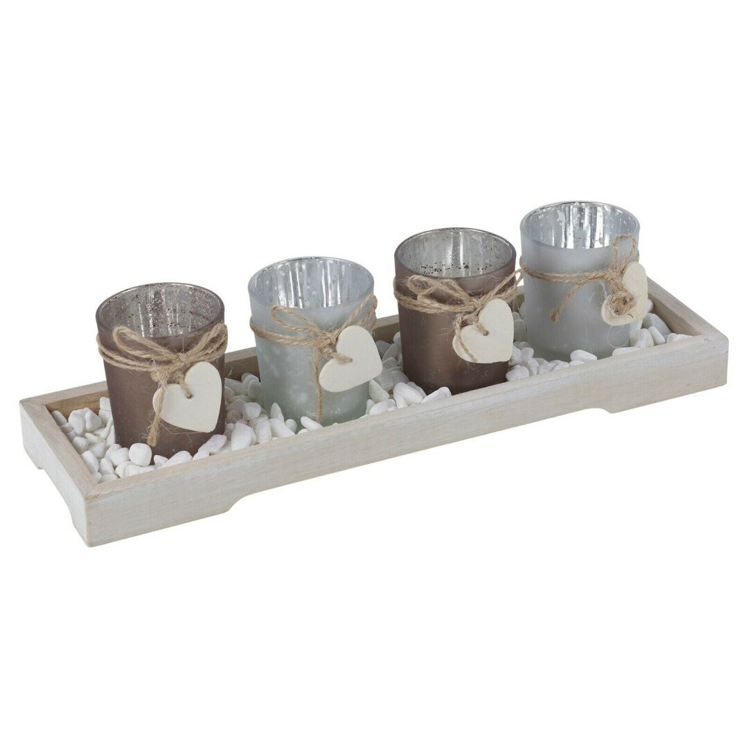 Tealight Holder Set White And Brown