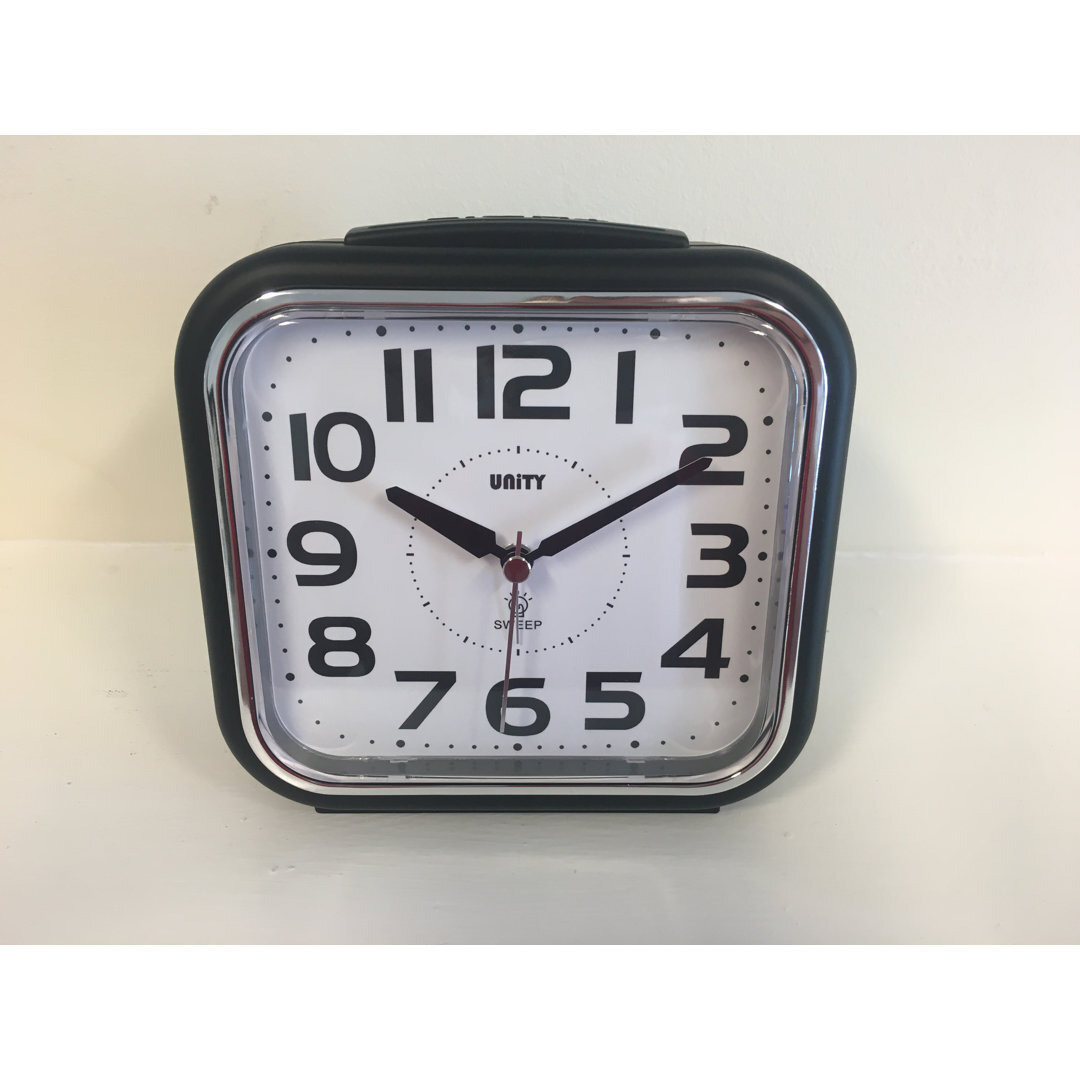 Analog Quartz Alarm Tabletop Clock in Silver