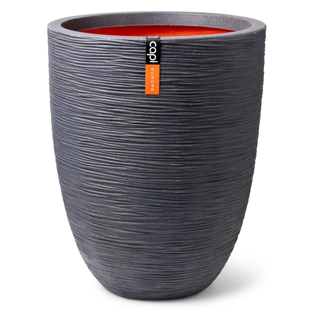 Capi Vase Nature Rib Elegant Low Dark Grey