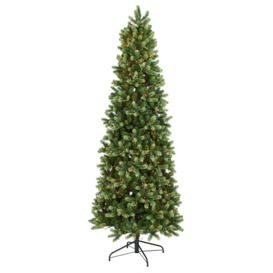 Slender Green Realistic Artificial Flocked/Frosted Christmas Tree with 2550 LED Lights