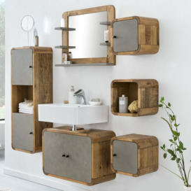 Trevon 6 Piece Bathroom Storage Furniture Set with Mirror