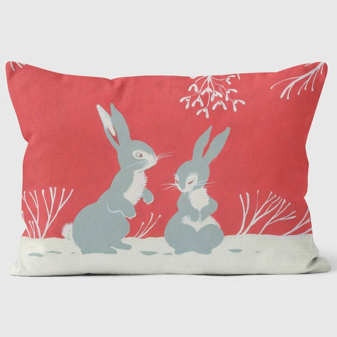 Two Rabbit Under the Mistletoe - Christmas Cushion