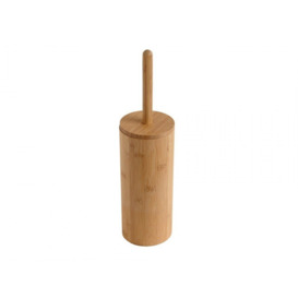 Round Bamboo Free-Standing Toilet Brush and Holder