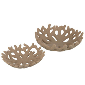 Spring / Summer 2024 2 Piece Porcelain Free Form Decorative Bowl in Tan