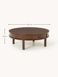 Coffee Table Calary with Fluted Front, Ø 80 cm - thumbnail 7