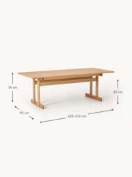 Extendable Oak Wood Dining Table Brynn, in various sizes - thumbnail 9