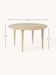 Round Oak Wood Dining Table Archie, various sizes - thumbnail 6