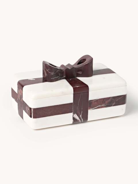 Decorative Rosso Levanto Marble Christmas Box Cutemas, W 19 cm - image 1
