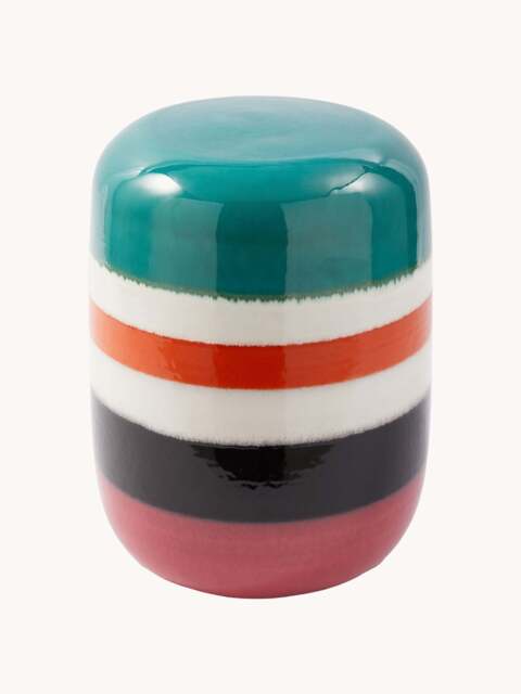 Round Handmade Side Table Striped Pill - image 1
