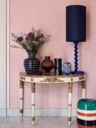Round Handmade Side Table Striped Pill - thumbnail 3