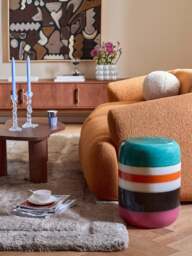 Round Handmade Side Table Striped Pill - thumbnail 6