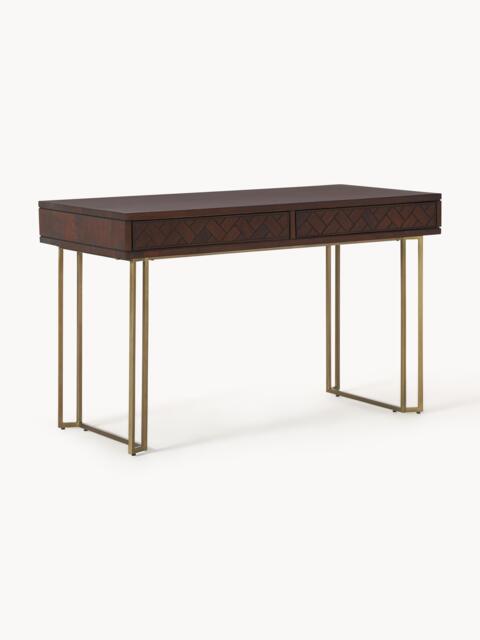 Mango Wood Desk Luca with Herringbone Pattern - image 1