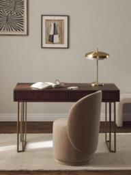 Mango Wood Desk Luca with Herringbone Pattern - thumbnail 2