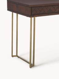 Mango Wood Desk Luca with Herringbone Pattern - thumbnail 8