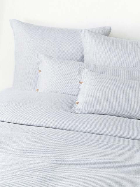 Washed Linen Duvet Cover Rinna with Fine Stripes - image 1