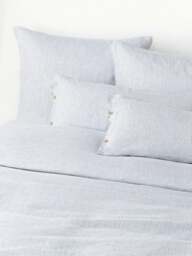 Washed Linen Duvet Cover Rinna with Fine Stripes - thumbnail 1