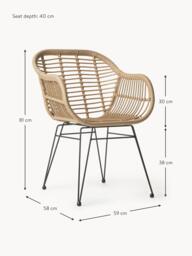 Polyrattan Dining Chairs Costa with Armrests, Set of 2 - thumbnail 7