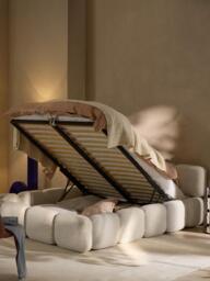 Upholstered Bouclé Bed Tayla with Storage Space - thumbnail 2