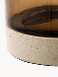 Mouth-Blown Glass Candle Holder Rivo with Travertine Base - thumbnail 3