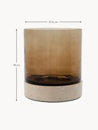 Mouth-Blown Glass Candle Holder Rivo with Travertine Base - thumbnail 5