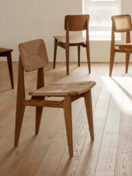 Walnut Wood Dining Chair C-Chair with Woven Seat Surface - thumbnail 2