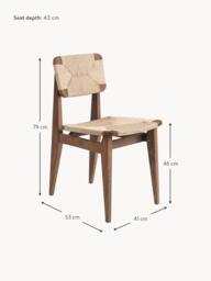 Walnut Wood Dining Chair C-Chair with Woven Seat Surface - thumbnail 3