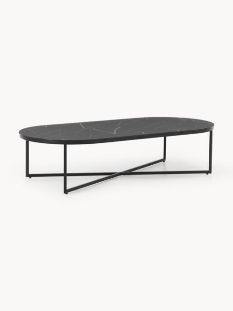 Oval Coffee Table Antigua with Marble Effect Glass Top - image 1