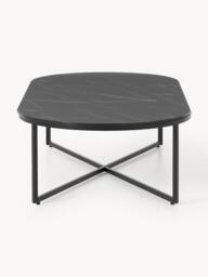 Oval Coffee Table Antigua with Marble Effect Glass Top - thumbnail 3