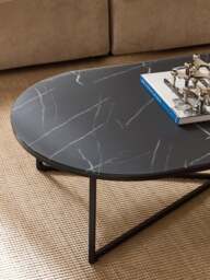 Oval Coffee Table Antigua with Marble Effect Glass Top - thumbnail 7