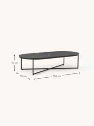 Oval Coffee Table Antigua with Marble Effect Glass Top - thumbnail 5