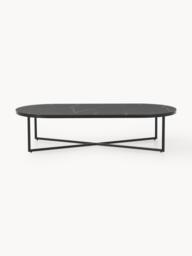 Oval Coffee Table Antigua with Marble Effect Glass Top - thumbnail 2