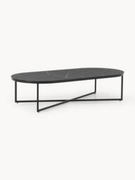 Oval Coffee Table Antigua with Marble Effect Glass Top - thumbnail 1