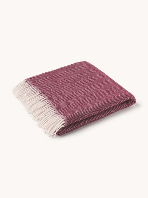 Wool Throw Tyrol with Herringbone Pattern and Fringes - image 1