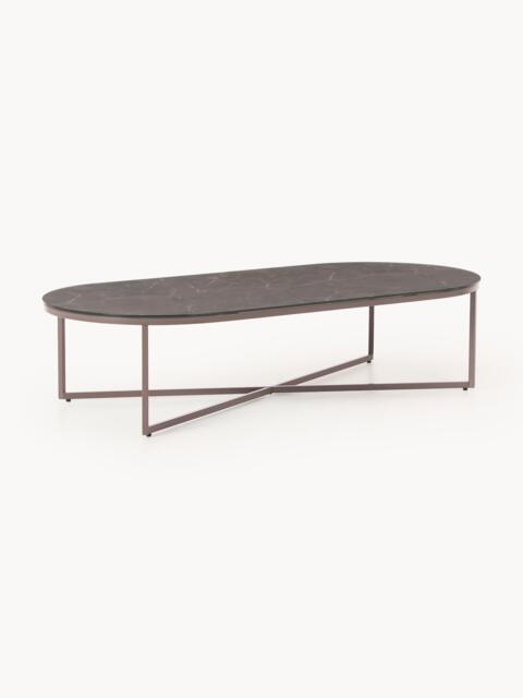 Oval Coffee Table Antigua with Marble Effect Glass Top - image 1
