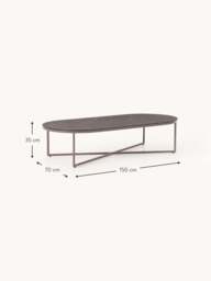 Oval Coffee Table Antigua with Marble Effect Glass Top - thumbnail 5