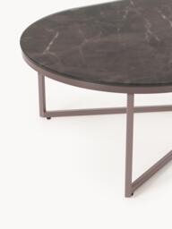 Oval Coffee Table Antigua with Marble Effect Glass Top - thumbnail 4