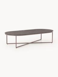 Oval Coffee Table Antigua with Marble Effect Glass Top - thumbnail 1