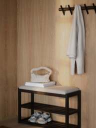 Oak Wood Bench Confetti with Shoe Rack - thumbnail 3