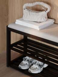 Oak Wood Bench Confetti with Shoe Rack - thumbnail 4