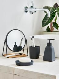 Round Cosmetic Mirror Nora with Shelf and Magnification - thumbnail 2