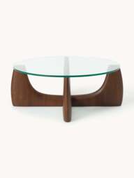 Round Wooden Coffee Table Miya with Glass Top - thumbnail 2