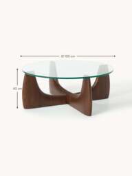 Round Wooden Coffee Table Miya with Glass Top - thumbnail 6